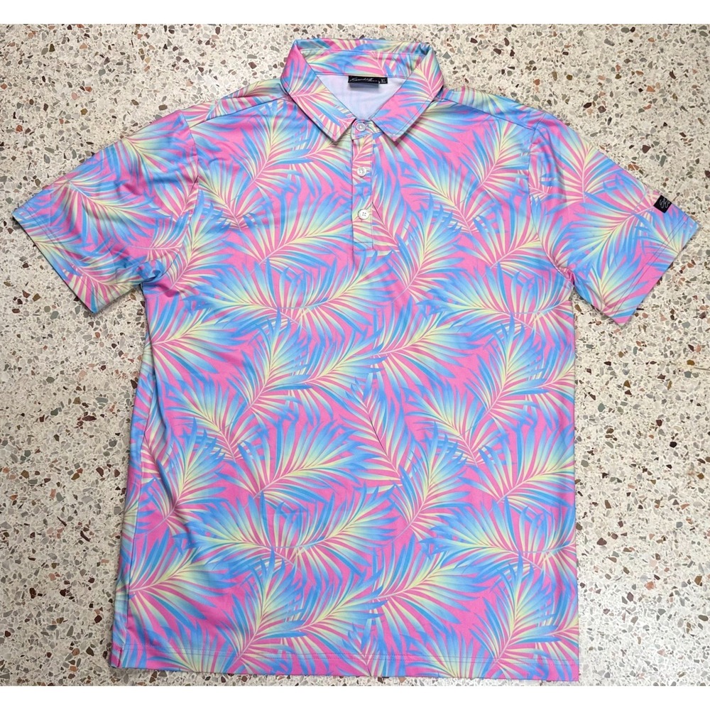 Sunday Swagger Men's Button Up Short Sleeve Hawaiian Golf Polo Shirt Size XL